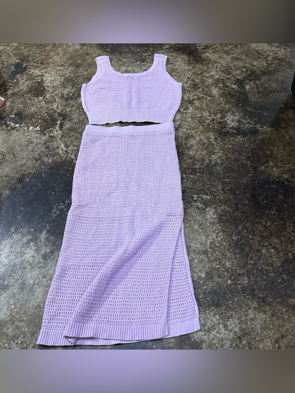 Lilac Crochet Knit Two-Piece Set